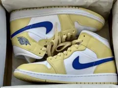 25.5cm ナイキ エアジョーダン1 ミッド レモンウォッシュ　ラピスホワイト