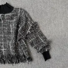 ZARA ツイード ハイネックセーター ブラック・ホワイト