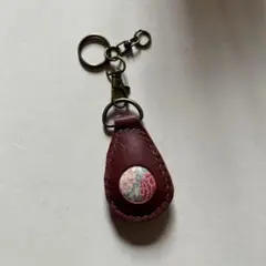 ハンドメイド　レザー キーリング　ローズ色