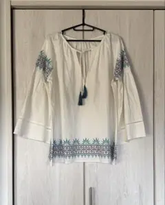 BANNER BARRETT メキシコ風　クロス刺繍フレアスリーブブラウスのサムネイル