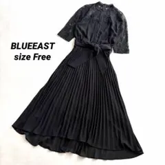 極美品✨ブルーイースト レース切替プリーツロングワンピース ブラック Sのサムネイル