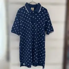 オーシャンパシフィック　OP ドット柄　半袖ポロシャツ L ネイビー ゴルフ