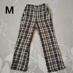 【値下げ】チェック柄 ストレートパンツ ウエストゴムM
