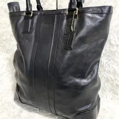 コーチ　COACH トートバッグ　ブラック　大容量　縦長　レザー　肩掛け