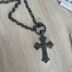 シルバー クロス型ペンダント ネックレス y2k パンク ロック