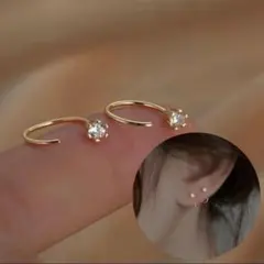 ミニピアス　リングピアス　一粒　フォーマル　オケージョン　結婚式　ゴールド