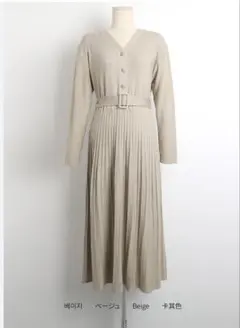 ⭐️4/10まで　D-HOLIC ベルト付きプリーツニットワンピース　フリーサイズ