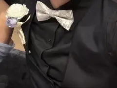 【美品】結婚式　蝶ネクタイ　チーフ　カフス　セット