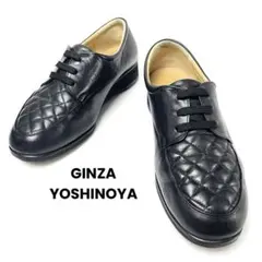 銀座ヨシノヤ FINETT 23cm レザースニーカー 外反母趾 革靴 黒 美品
