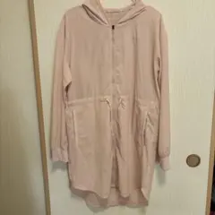 フード付きロング薄手パーカージャケット ピンク