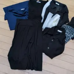 レディースシースルーブラウス 黒白、半袖Tシャツなど5点