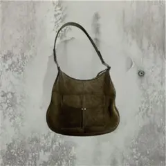 PRADA Suede Shoulder Bag Khaki