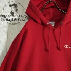 人気 チャンピオン リバースウィーブ スウェットパーカー M相当 レッド 古着