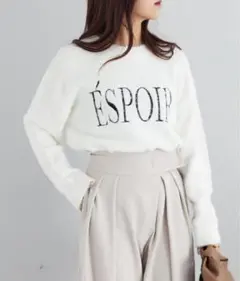 Nice Claup 長袖シャギーロゴプルオーバー Olive de olive