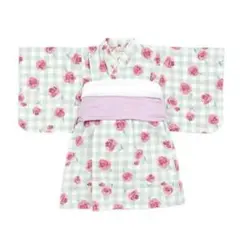 petit main kids 浴衣 女の子 花柄 帯 レース 110cm