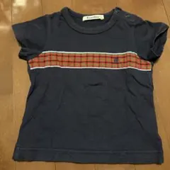 ファミリア familiar 半袖Tシャツ 90 ネイビー チェック柄 ベビー服