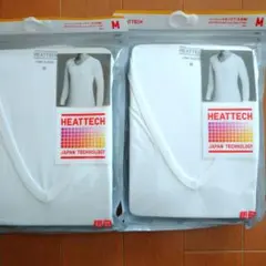 ユニクロヒートテック VネックT(九分袖) 白M 新品 2点セット