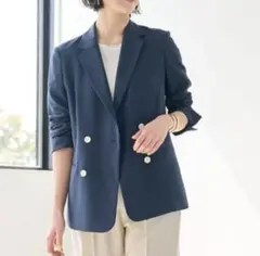 【美品】グリーンレーベルリラクシング クリスプツイル ダブルジャケット 40