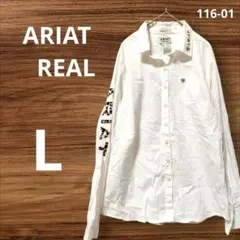 白 長袖シャツ L ヒョウ柄 レオパードロゴ かっこいい ブラウス