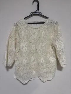 axes femme アイボリー レース ブラウス