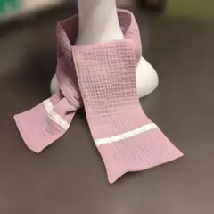 くすみピンク ガーゼマフラー レース付き　ハンドメイドのサムネイル