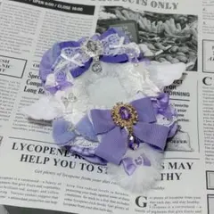 硬質カードケース デコ レースデコ 紫 白 猫耳 硬質ケース