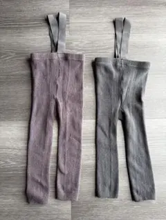 まとめ売り ベビー サスペンダー付きスパッツ レギンス 2色セット 75・85