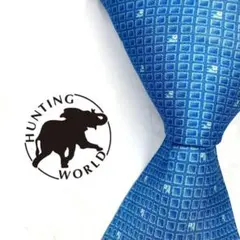 ◆美品◆HUNTING WORLD ネクタイ 青色 幾何学模様 オシャレ