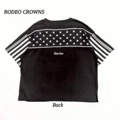 ロデオクラウンズ Tシャツ ★【F】星柄 ニット切替 異素材 カジュアル 黒