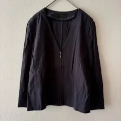 UNTITLED アンタイトル ノーカラージャケット　ネイビー　サイズ2のサムネイル