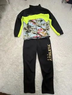 ATHLETA ジャージ上下セット 150cm 黒/蛍光イエロー