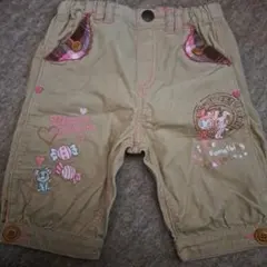 Mezzo piano　ベージュ コーデュロイ ボトムス キャラクター刺繍