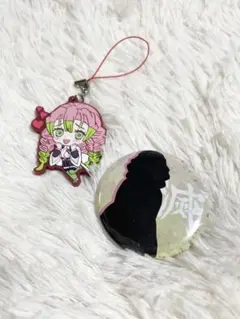 甘露寺蜜璃　鬼滅の刃　ラバーストラップ　缶バッジ