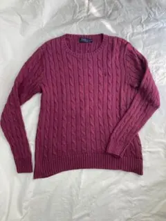 Polo Ralph Lauren ワインレッドケーブルニットセーター L