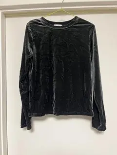 Linoluce しまむら 長袖Tシャツ　ベロア　カットソー　トップス　グレー