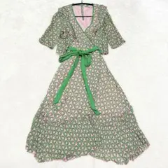 美品ダイアンフォンファステンバーグ アートシフォン ケープロングラップワンピース