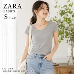 ZARA BASIC 半袖 Tシャツ S グレー ストレッチ 544のサムネイル