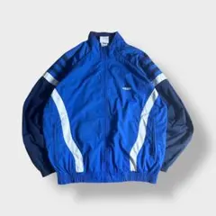 アディダス 00s 切り替えブルー ナイロンジャケット Oサイズ 3ストライプ