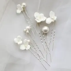 ヘッドドレス　フラワー　パール　ヘアピン　結婚式　ブライダル　成人式