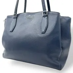 美品 1660 kate spade トートバッグ シボ革 A4 ネイビー