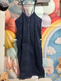 デニムキャミソールワンピースダークブルーのサムネイル