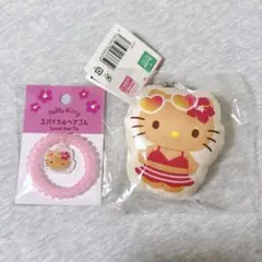 ハローキティ 日焼け スパイラルヘアゴム クッションキーホルダー