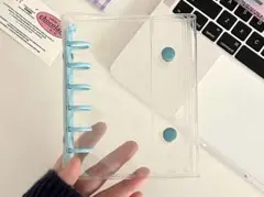 A7 シール帳　水色　透明バインダー リフィル10枚付き