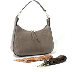 【美品】modaprincipeクロコダイル型押しレザー ショルダーバッグ