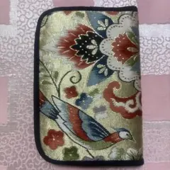 【帯リメイク】花と鳥の刺繍　通帳入れ　お薬手帳ケース　マルチケース