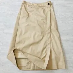 美品 バナナリパブリック Aライン ラップスカート ミモレ丈 ベージュ 裏地付