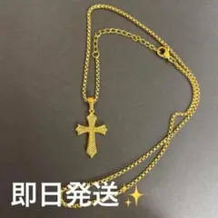 【Y12】十字架ゴールド クロスネックレス