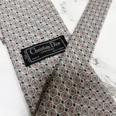 Christian Dior ネクタイ グレー 総柄 レトロ柄 幾何学模様