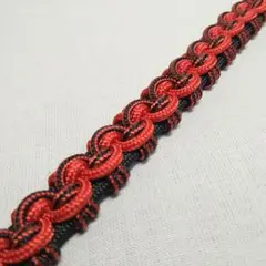 ブラック×レッド　パラコードブレスレット／6本編み／樹脂バックル／男女兼用