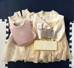 【値下げしました】スタイ、ワンピース80センチ2着、ベビークリーム（未開封）、他